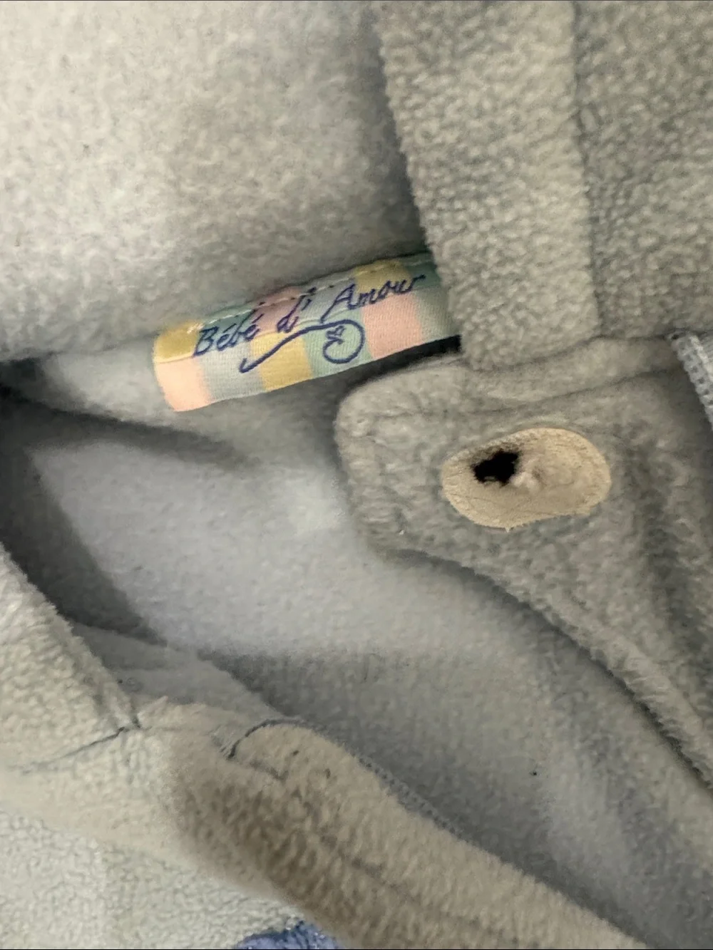 Cozy Light Blue Hooded Baby One-Piece with Bear Embroidery